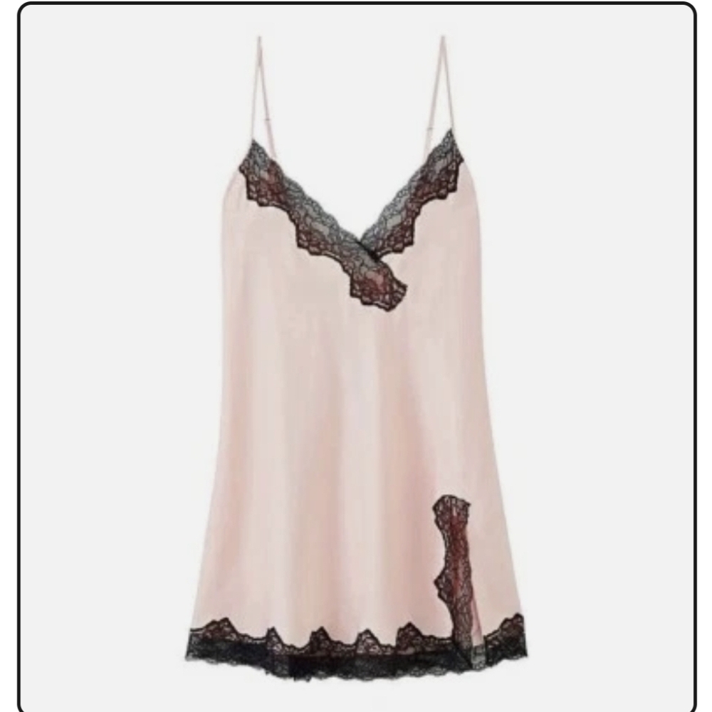 ANN SUMMERS Selena Lace Trim Satin Chemise In Blush Sz 10 ***Has Deffect